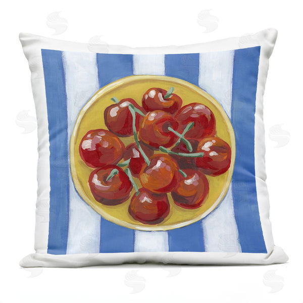 Stupell Industries June Erica Vess | Cherry Bowl Over Stripes Printed Throw Pillow