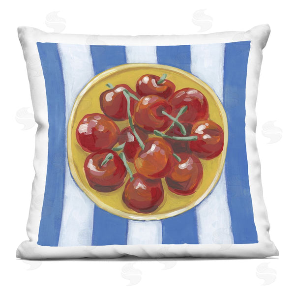 stupell industries June Erica Vess | Cherry Bowl over Stripes Printed Throw Pillow