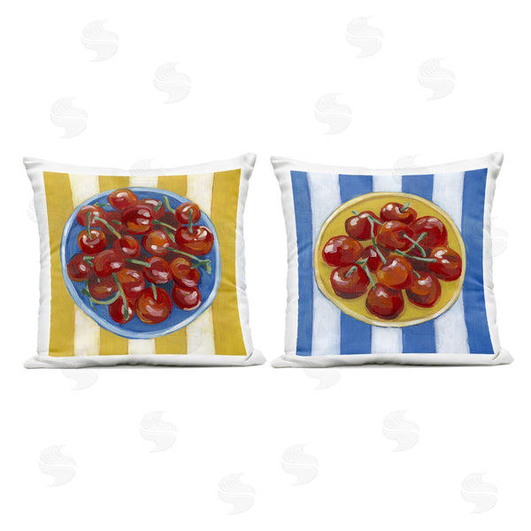 Stupell Industries June Erica Vess | Cherry Bowl Summer Stripes Printed Throw Pillow Set