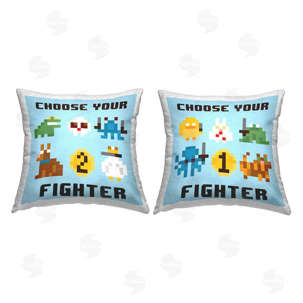 Stupell Industries June Erica Vess | Choose Your Fighter Game Printed Throw Pillow Set