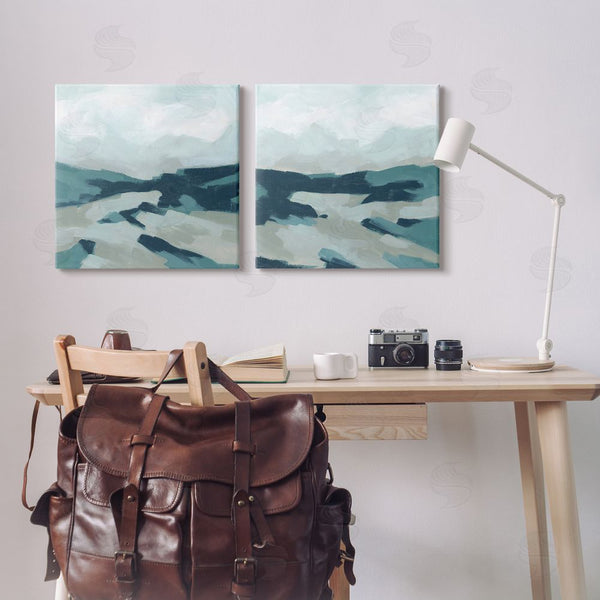 Stupell Industries June Erica Vess | Cloudy Blue Mountain Scene Abstract Landscape Wall Art