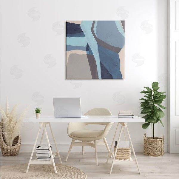 Stupell Industries June Erica Vess | Coastal Stream Abstraction Geometric Shape Arrangement Blue Grey Wall Art