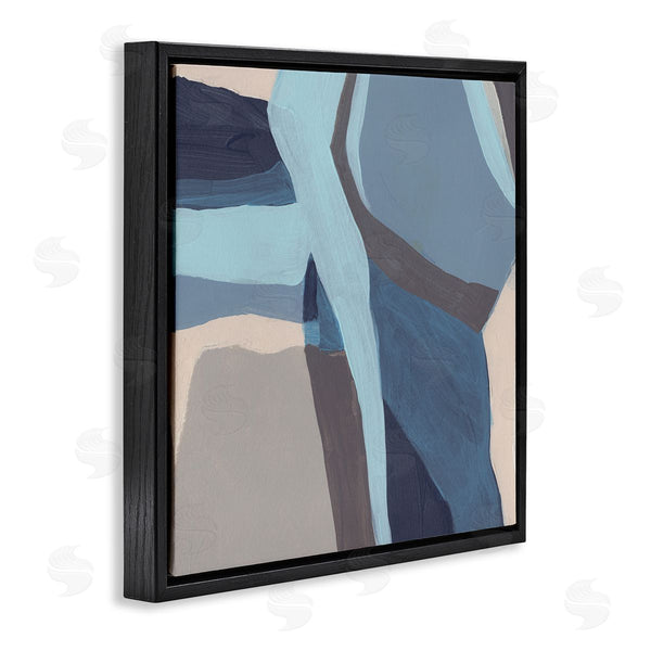 Stupell Industries June Erica Vess | Coastal Stream Abstraction Geometric Shape Arrangement Blue Grey Wall Art