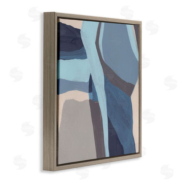 Stupell Industries June Erica Vess | Coastal Stream Abstraction Geometric Shape Arrangement Blue Grey Wall Art