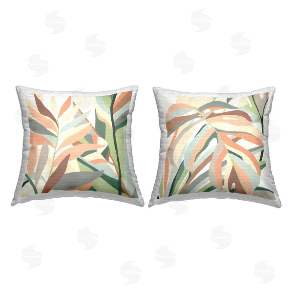 Stupell Industries June Erica Vess | Contemporary Botanical Plant Leaves Printed Throw Pillow Set