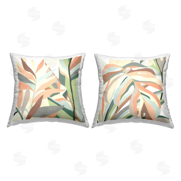 stupell industries June Erica Vess | Contemporary Botanical Plant Leaves Printed Throw Pillow Set