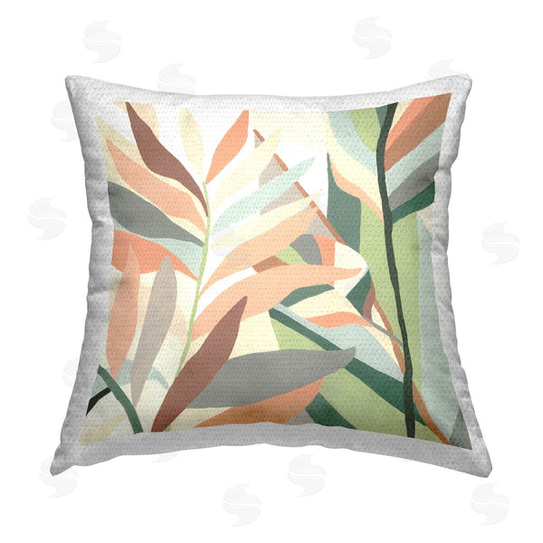 Stupell Industries June Erica Vess | Coral & Green Abstract Leaves Printed Throw Pillow