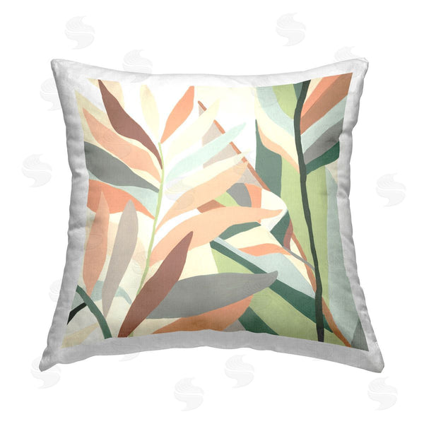 stupell industries June Erica Vess | Coral & Green Abstract Leaves Printed Throw Pillow
