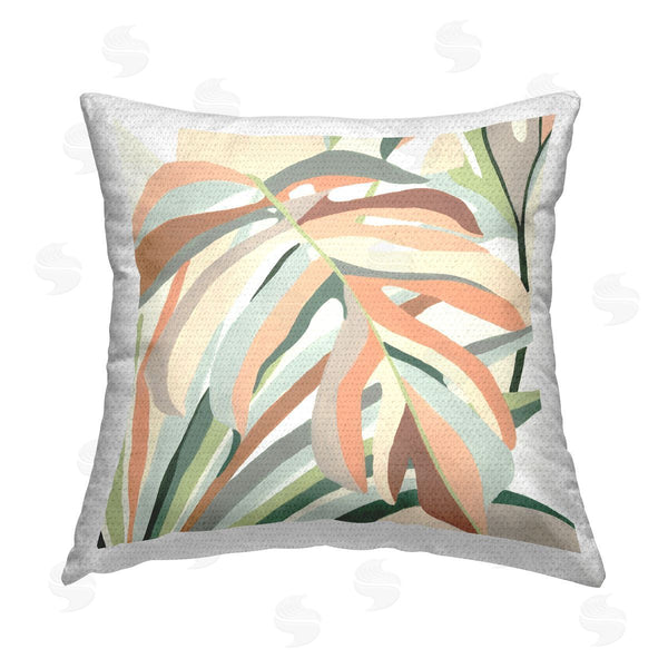 Stupell Industries June Erica Vess | Coral Monstera Plant Leaves Printed Throw Pillow