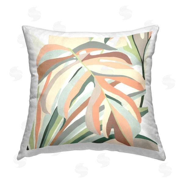 stupell industries June Erica Vess | Coral Monstera Plant Leaves Printed Throw Pillow