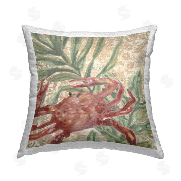 Stupell Industries June Erica Vess | Crab On Floral Pattern Printed Throw Pillow