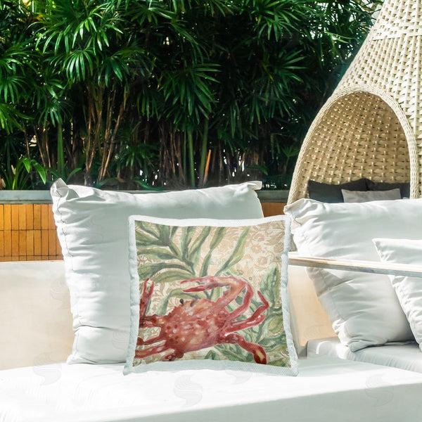 Stupell Industries June Erica Vess | Crab On Floral Pattern Printed Throw Pillow