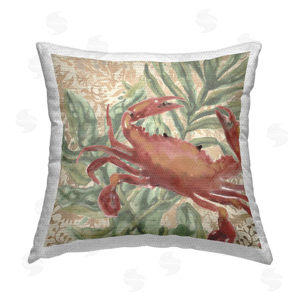 Stupell Industries June Erica Vess | Crab On Palm Leaves Printed Throw Pillow