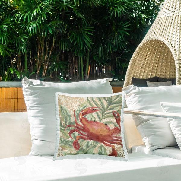 Stupell Industries June Erica Vess | Crab On Palm Leaves Printed Throw Pillow