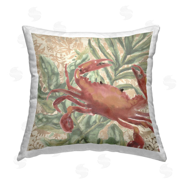 stupell industries June Erica Vess | Crab on Palm Leaves Printed Throw Pillow