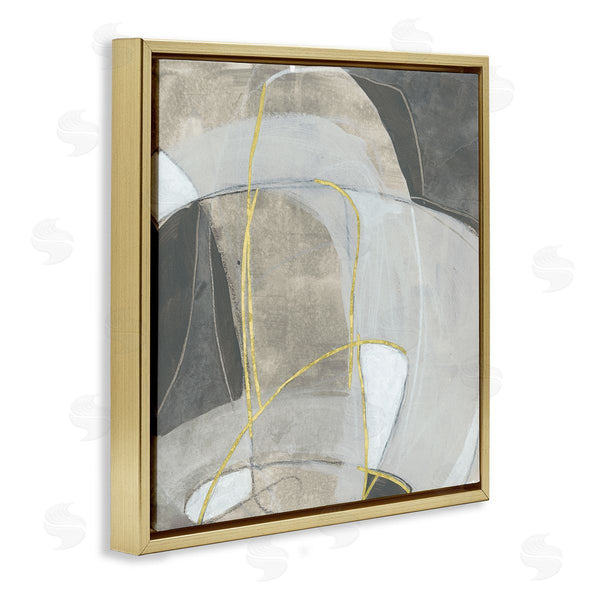 Stupell Industries June Erica Vess | Curved Shape Abstraction Grey Beige Gold