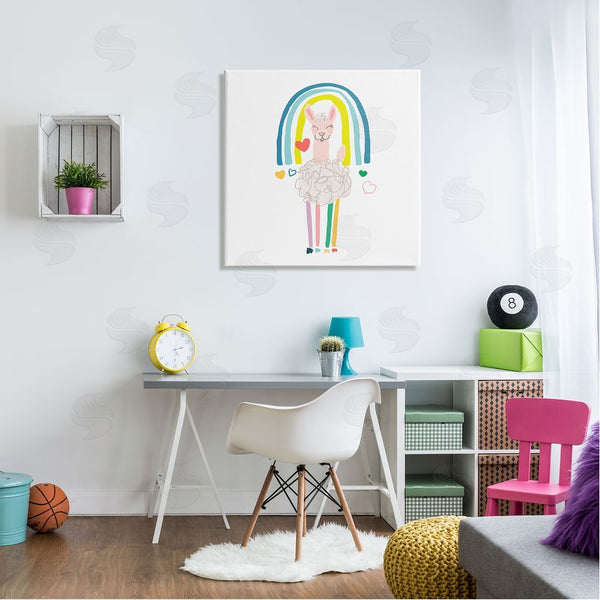 Stupell Industries June Erica Vess | Cute Smiling Sheep Rainbow Hearts Design Wall Art