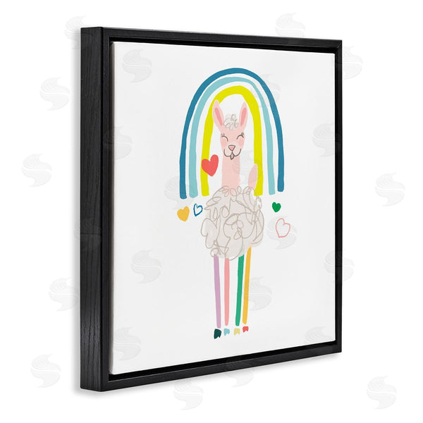 Stupell Industries June Erica Vess | Cute Smiling Sheep Rainbow Hearts Design Wall Art