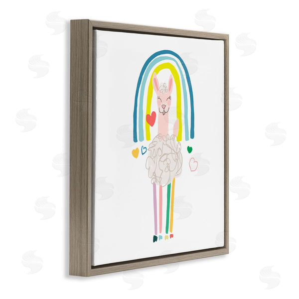 Stupell Industries June Erica Vess | Cute Smiling Sheep Rainbow Hearts Design Wall Art