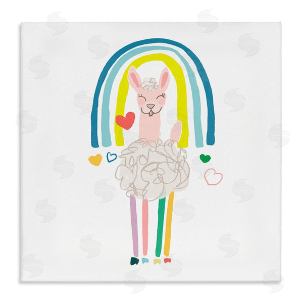 stupell industries June Erica Vess | Cute Smiling Sheep Rainbow Hearts Design Wall Art