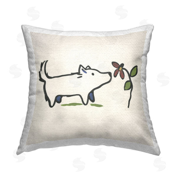Stupell Industries June Erica Vess | Doodle Dog & Flower Printed Throw Pillow