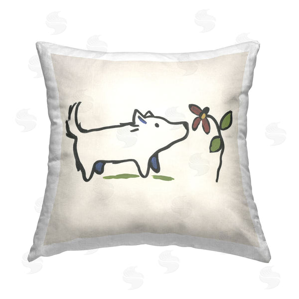 stupell industries June Erica Vess | Doodle Dog & Flower Printed Throw Pillow