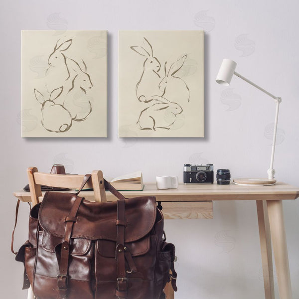 Stupell Industries June Erica Vess | Earthtone Sitting Rabbits Sketch Wall Art