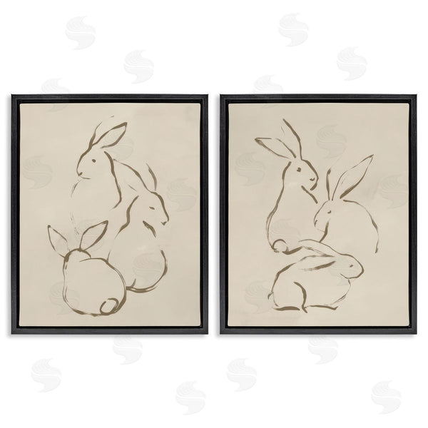 Stupell Industries June Erica Vess | Earthtone Sitting Rabbits Sketch Wall Art