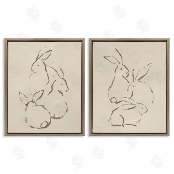 Stupell Industries June Erica Vess | Earthtone Sitting Rabbits Sketch Wall Art