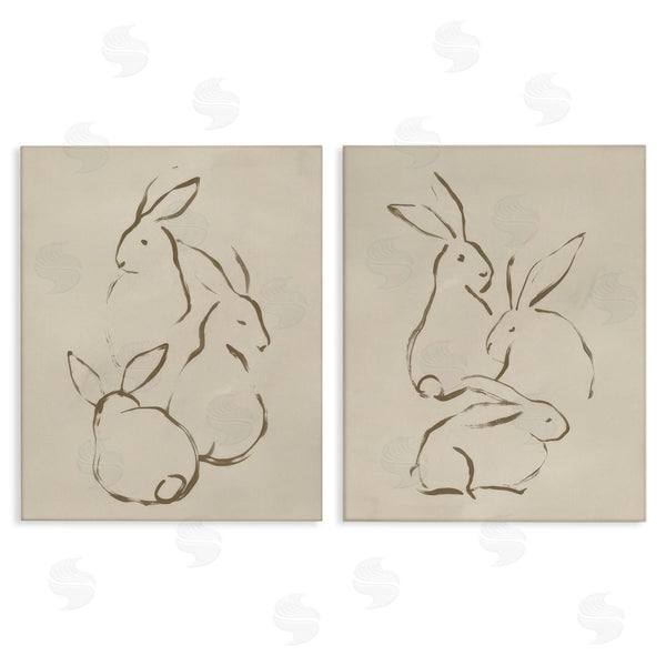 stupell industries June Erica Vess | Earthtone Sitting Rabbits Sketch Wall Art