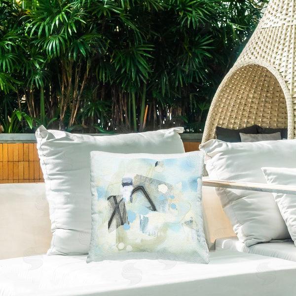 Stupell Industries June Erica Vess | Expressive Blue Abstraction Printed Throw Pillow