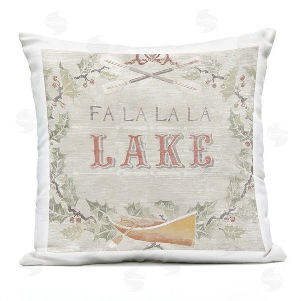 Stupell Industries June Erica Vess | Fa La La Lake Holiday Botanical Wreath Printed Throw Pillow