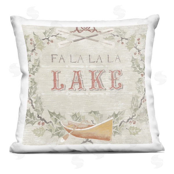 stupell industries June Erica Vess | Fa La La Lake Holiday Botanical Wreath Printed Throw Pillow
