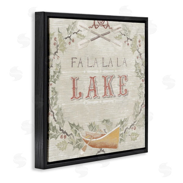 Stupell Industries June Erica Vess | Fa La La Lake Winter Holiday Rustic Wreath Wall Art
