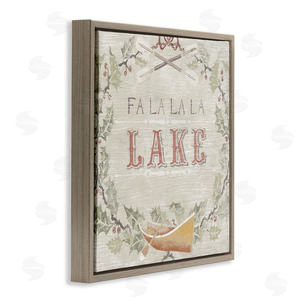 Stupell Industries June Erica Vess | Fa La La Lake Winter Holiday Rustic Wreath Wall Art