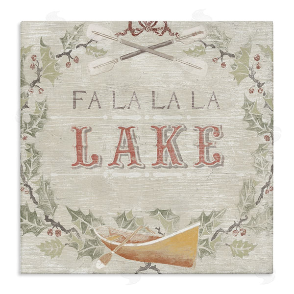 stupell industries June Erica Vess | Fa La La Lake Winter Holiday Rustic Wreath Wall Art