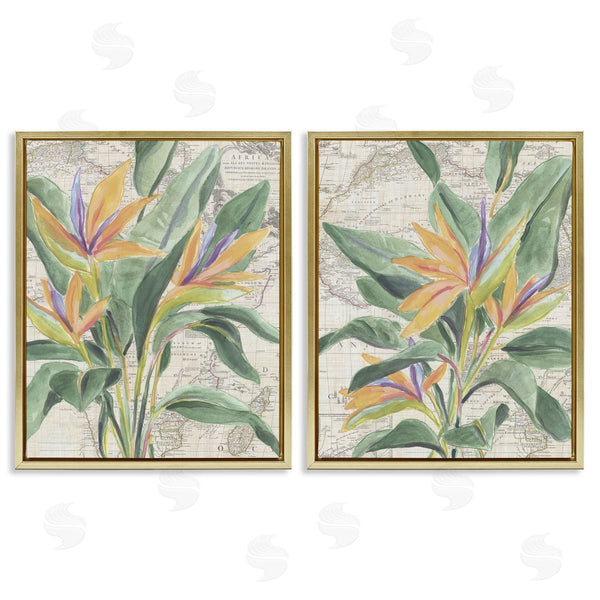 Stupell Industries June Erica Vess | Flowers Over Vintage Map