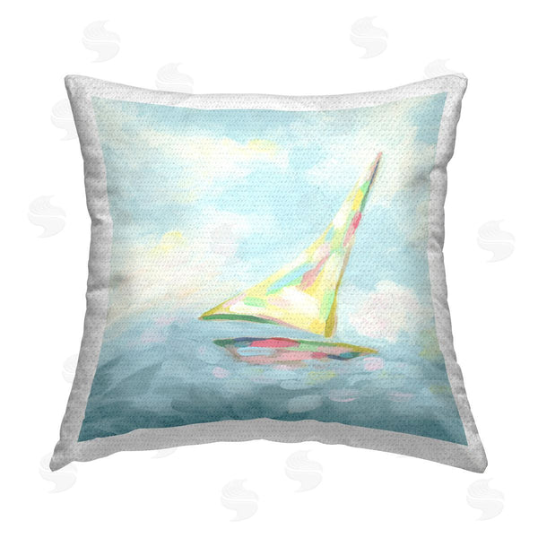 Stupell Industries June Erica Vess | Flowing Sailboat Abstract Printed Throw Pillow