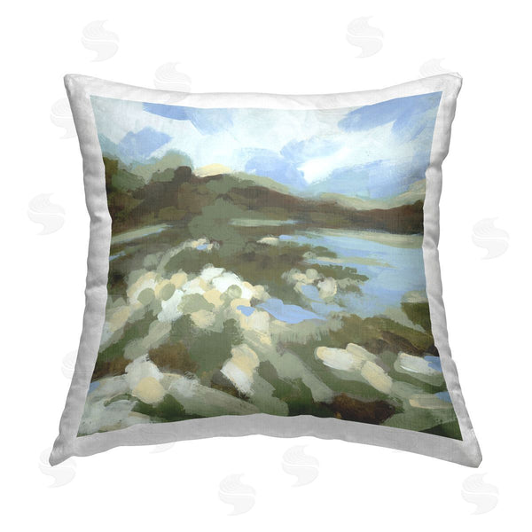 stupell industries June Erica Vess | Fluid Green Seascape Printed Throw Pillow