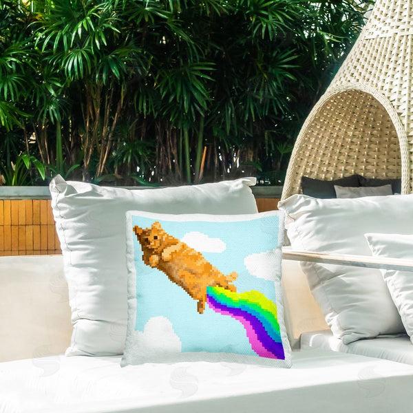 Stupell Industries June Erica Vess | Flying Rainbow Pixel Cat Printed Throw Pillow