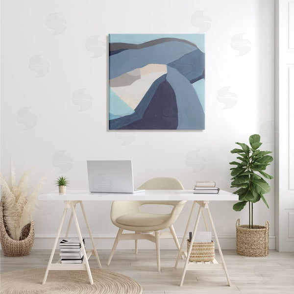 Stupell Industries June Erica Vess | Geometric Coastal Shape Arrangement Abstract Blue Grey Wall Art