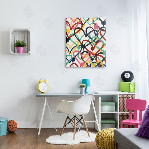 Stupell Industries June Erica Vess | Graffiti Rainbow Hearts Layered Love Shape Collage Wall Art