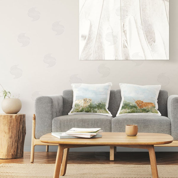 Stupell Industries June Erica Vess | Grazing Cattle & Ram Printed Throw Pillow Set