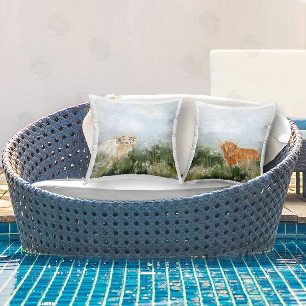 Stupell Industries June Erica Vess | Grazing Cattle & Ram Printed Throw Pillow Set