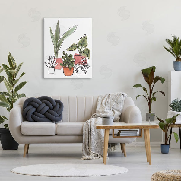 Stupell Industries June Erica Vess | Green Plants In Orange Planters Modern Abstract Foliage Wall Art