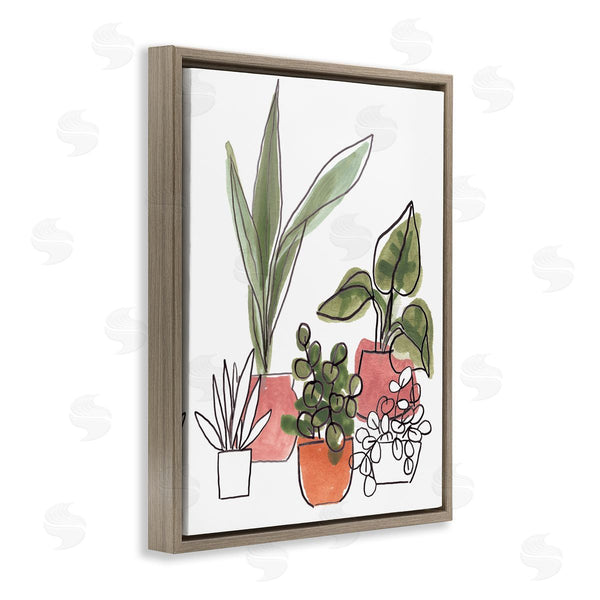 Stupell Industries June Erica Vess | Green Plants In Orange Planters Modern Abstract Foliage Wall Art