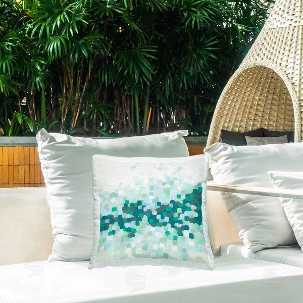 Stupell Industries June Erica Vess | Green Speckled Shapes Printed Throw Pillow
