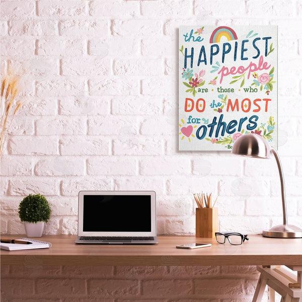 Stupell Industries June Erica Vess | Happy People Do Most For Others Phrase Whimsical Florals Wall Art