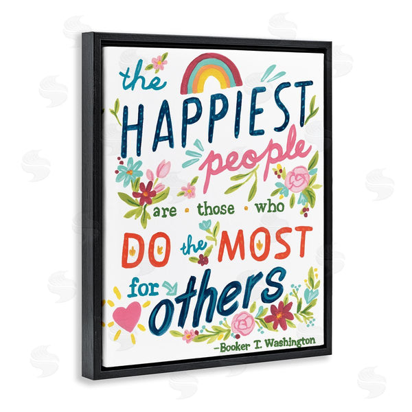 Stupell Industries June Erica Vess | Happy People Do Most For Others Phrase Whimsical Florals Wall Art