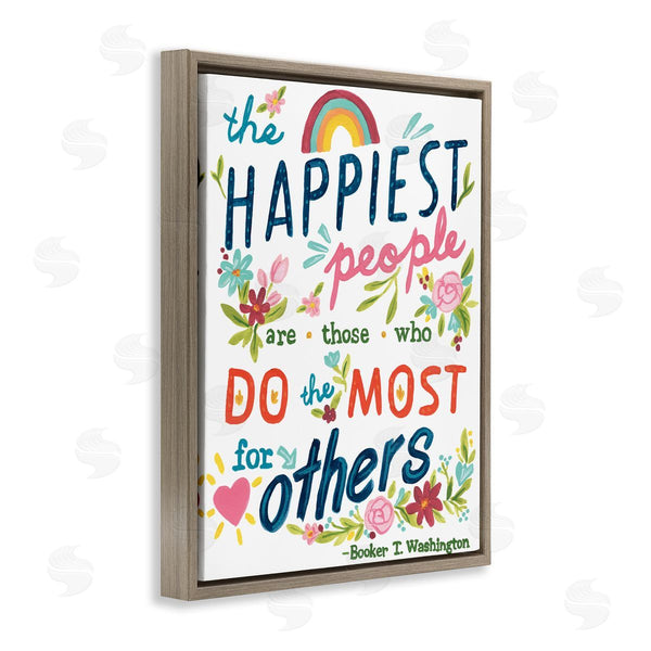 Stupell Industries June Erica Vess | Happy People Do Most For Others Phrase Whimsical Florals Wall Art
